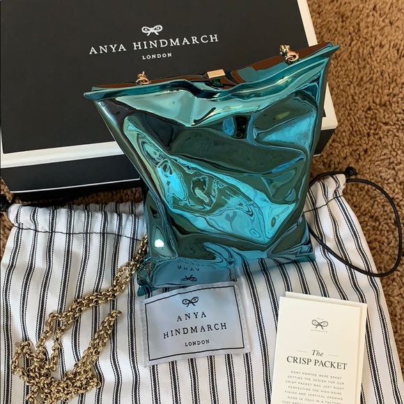 Crisp Turquoise Metal Crossbody Pouch - Picture 4 of 8